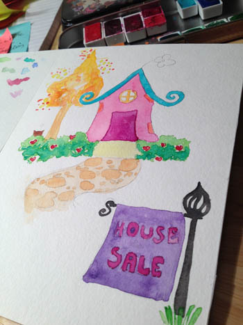 LimeTreeFruits.com // Watercolor -  Enchanted House For Sale